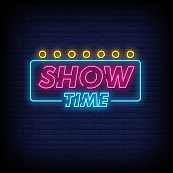 Show Time Tekst Stylu Neonów — Wektor stockowy
