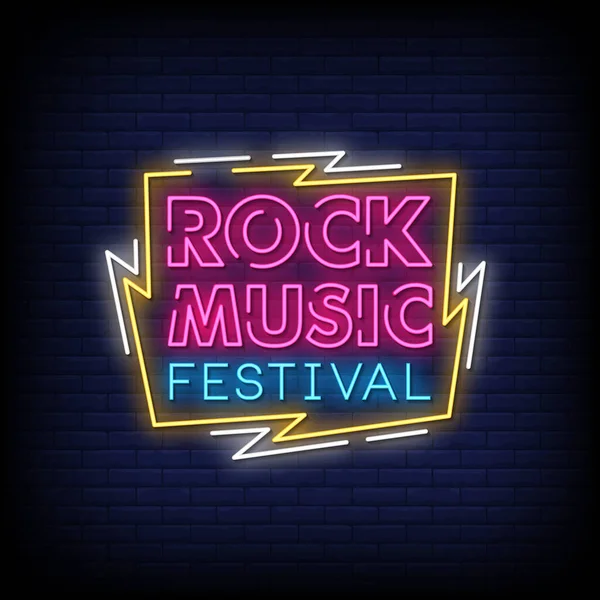Rock Music Festival Текст Стиле Неоновых Знаков — стоковый вектор