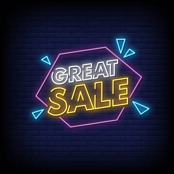 Great Sale Neon Signs Style Text — Stock Vector