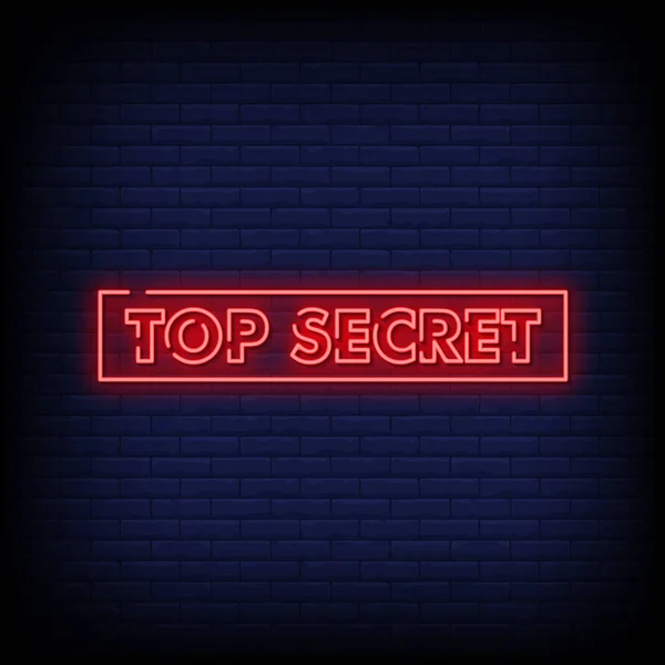 Top Secret Néon Signe Texte Style — Image vectorielle