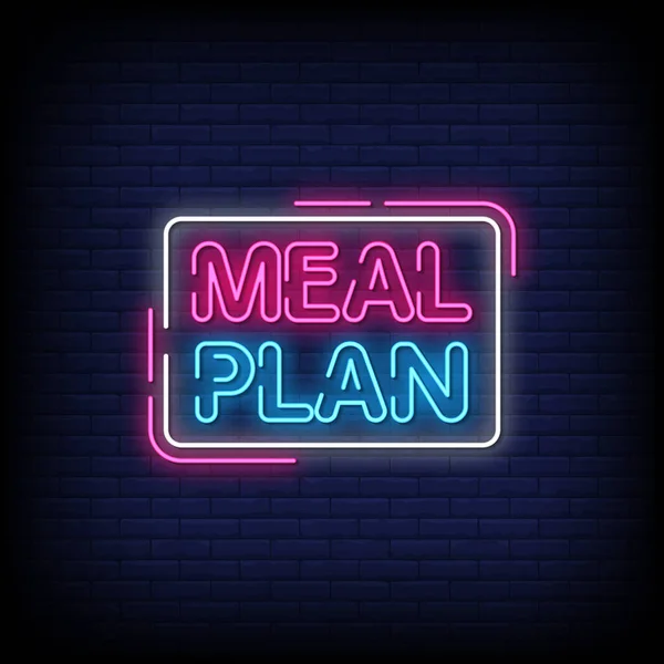 Meal Plan Neon Menandai Teks Gaya - Stok Vektor