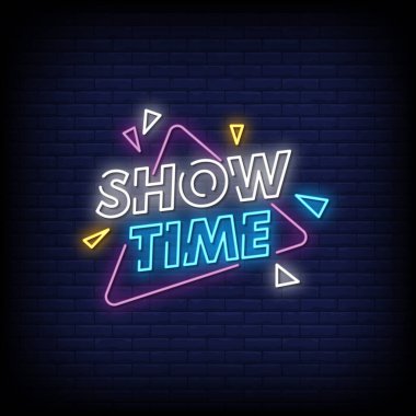 Neon biçimi metni, vektör illüstrasyonunu göster