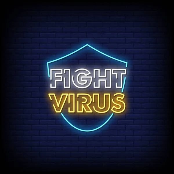 Fight Virus Neon Stil Text Vektor Illustration — Stock vektor