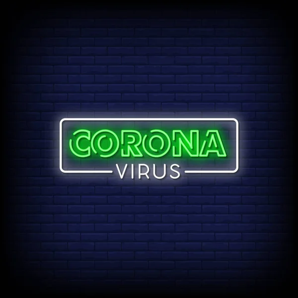 Coronavirus Tekst Neonstijl Vectorillustratie — Stockvector