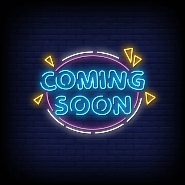 Coming Soon Neon Style Text Vector Illustration — Stock Vector