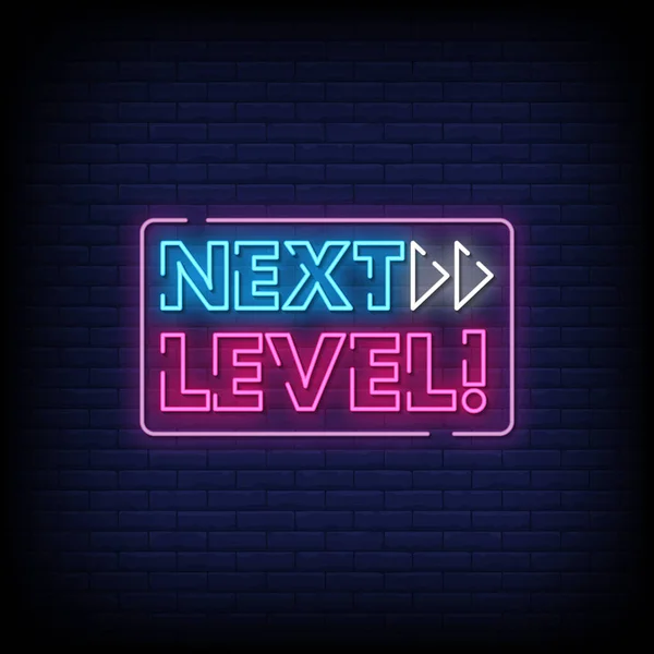 Sonraki seviye, neon tarzı metin, vektör illüstrasyonu