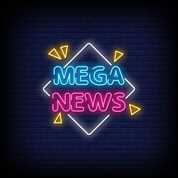 Mega News Neon Stil Text Vektor Illustration — Stock vektor