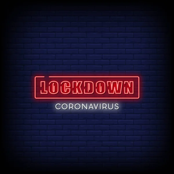 Verrouillage Coronavirus Texte Style Néon Illustration Vectorielle — Image vectorielle
