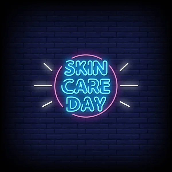 Ημέρα Φροντίδας Του Δέρματος Νέον Στυλ Κειμένου Διανυσματική Απεικόνιση — Διανυσματικό Αρχείο