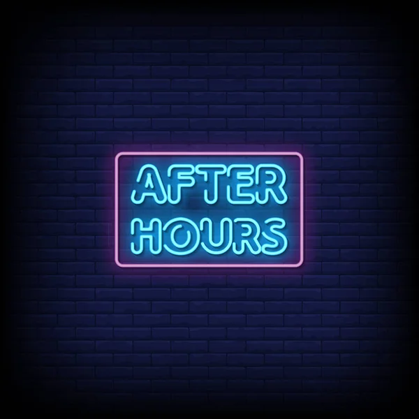 Saatler sonra, neon tarzı metin, vektör illüstrasyonu