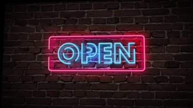 Tuğla Duvar Arkaplan ile Neon İşaretini Aç