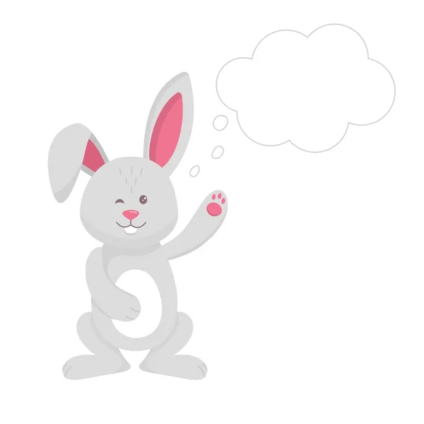 Иллюстрация пасхального кролика, говорящего что-то, персонаж мультфильма — стоковый вектор