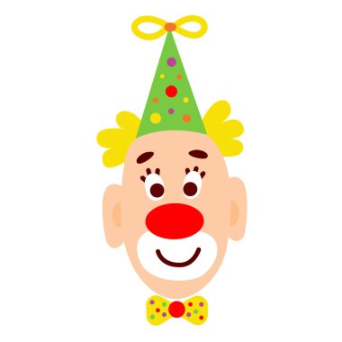 Cartoon doodle emotional clown head vector illustration