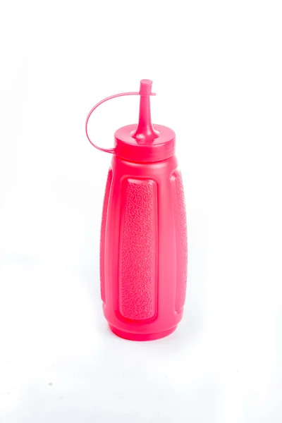 Bottiglia di plastica ketchup rosso — Foto Stock