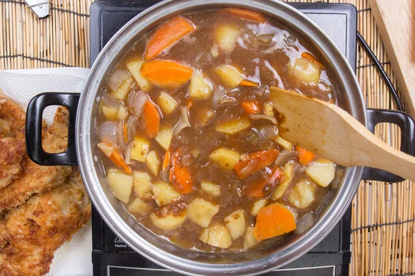 Japanse varkensvlees curry in de pot — Stockfoto