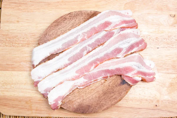 Chef prepared bacon before cooking — Stock Photo, Image
