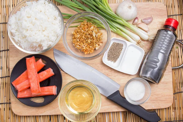 Ingredient of garlic fried rice — Stock Photo, Image