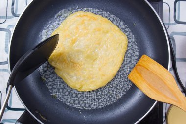 Pan ev dostum tarzında roti pişirme Şef