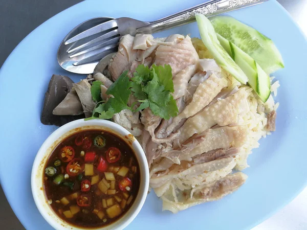 Arroz de pollo Hainanés / Comida popular tailandesa —  Fotos de Stock