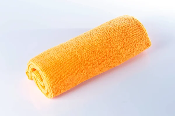Panni Arancioni Microfibra Isolata Sfondo Bianco — Foto Stock
