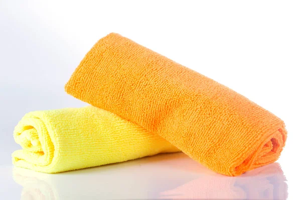Orange Yellow Cloths Microfiber Isolated White Background — Stock Photo, Image