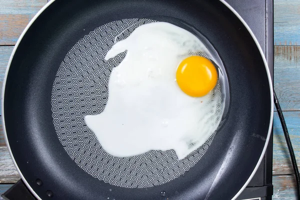 Chef Frying Egg Pan Cooking Fried Rice Concept — Stock Photo, Image