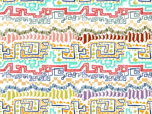 Stil zentangle geometrik dikişsiz desen (etnik, doodle). Yatay renkli çizgili arka plan
