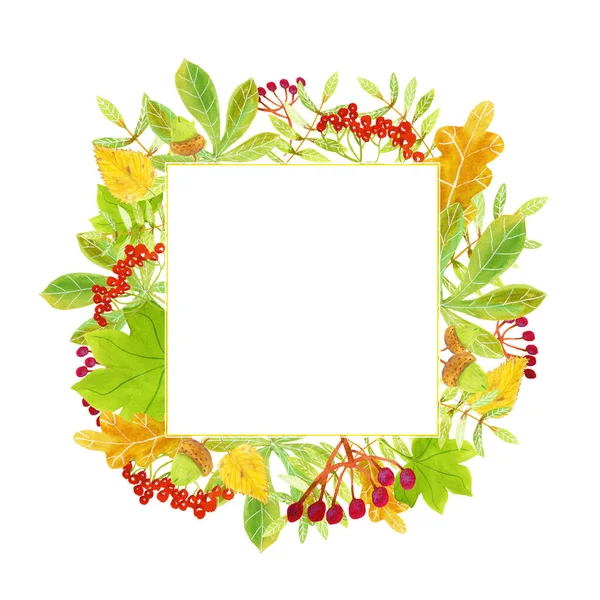 장식용 가을 수채 색 사각형 — 스톡 사진