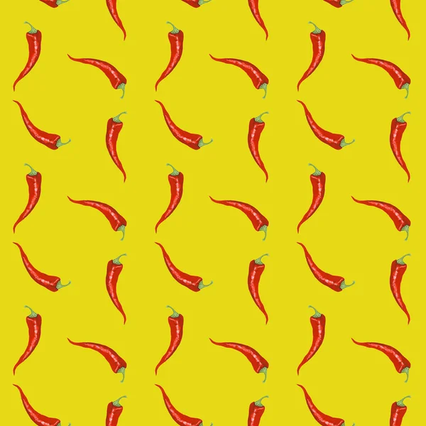 Watercolor seamless pattern with red hot chili peppers — Stock Photo, Image