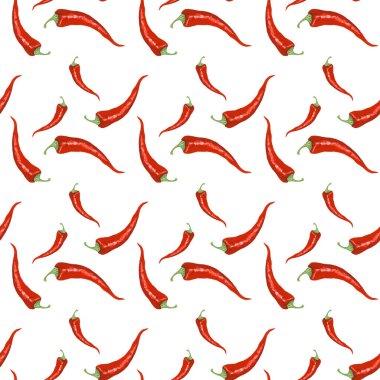 Kırmızı acı biberli suluboya desenli
