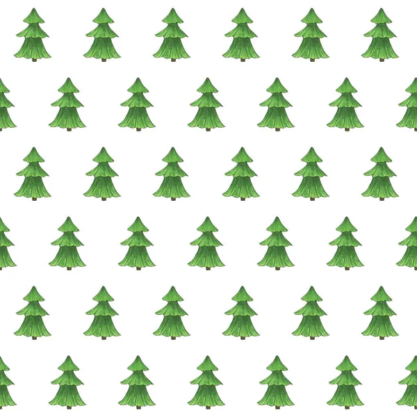 Modèle sans couture des arbres de Noël dessinés à la main — Photo