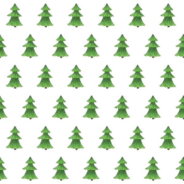 Seamless pattern of hand drawn Christmas trees — Stock Photo, Image