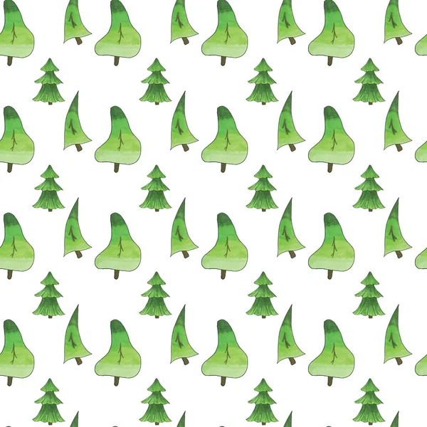 Seamless pattern of hand drawn fir-trees — Stock Photo, Image