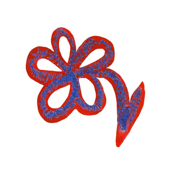 Akvarell och pastell krita enkel blomma — Stockfoto