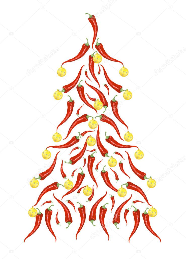 Vegan Christmas tree made of chili peppers