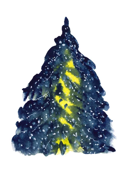 Watercolor hand-drawn Christmas tree — Stock Photo, Image