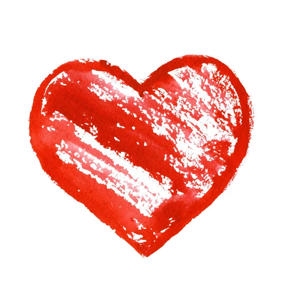 Watercolor mão desenhada coração vermelho e branco — Fotografia de Stock