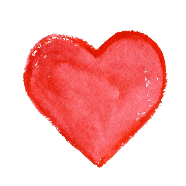 Watercolor mão desenhada coração vermelho — Fotografia de Stock