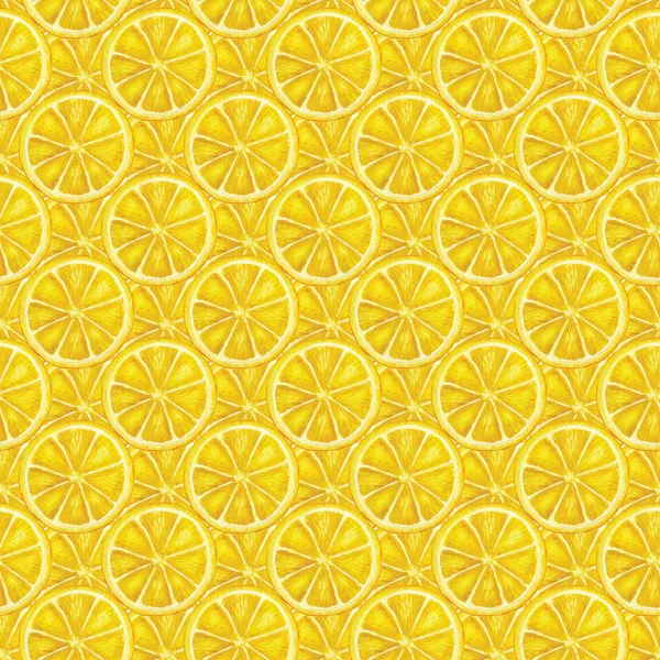 Modèle sans couture de tranches rondes jaunes d'un citron — Photo