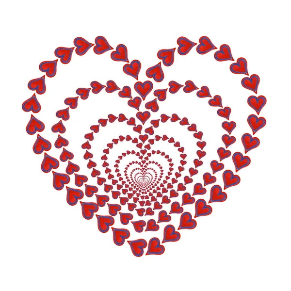 Heart pattern with three-dimensional swirl effect