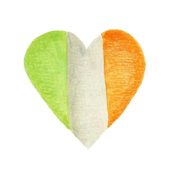Coeur aux couleurs du drapeau irlandais — Photo