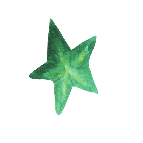 Simple hand-drawn green star — Zdjęcie stockowe