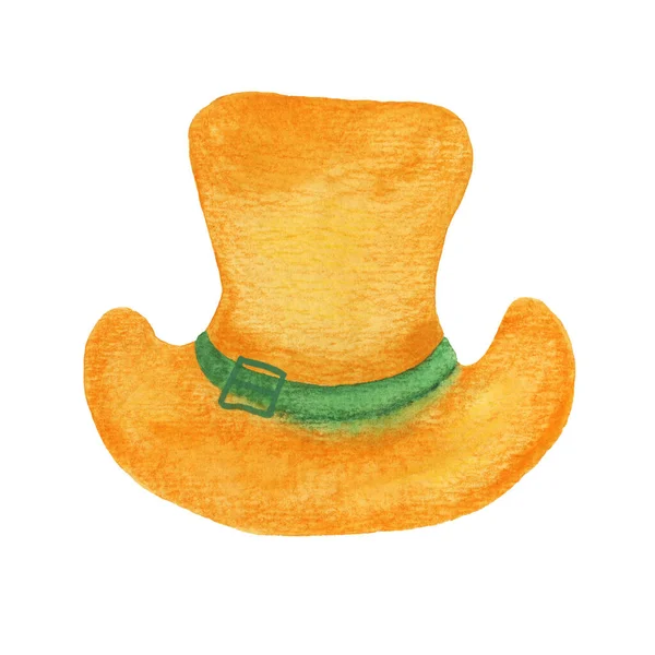 Watercolor Leprechaun laranja e chapéu verde ilustração — Fotografia de Stock