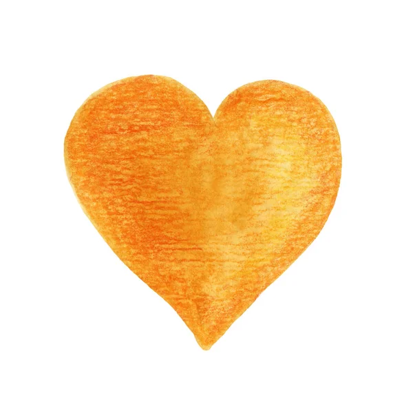 Acuarela naranja y lápices de colores ilustración del corazón — Foto de Stock