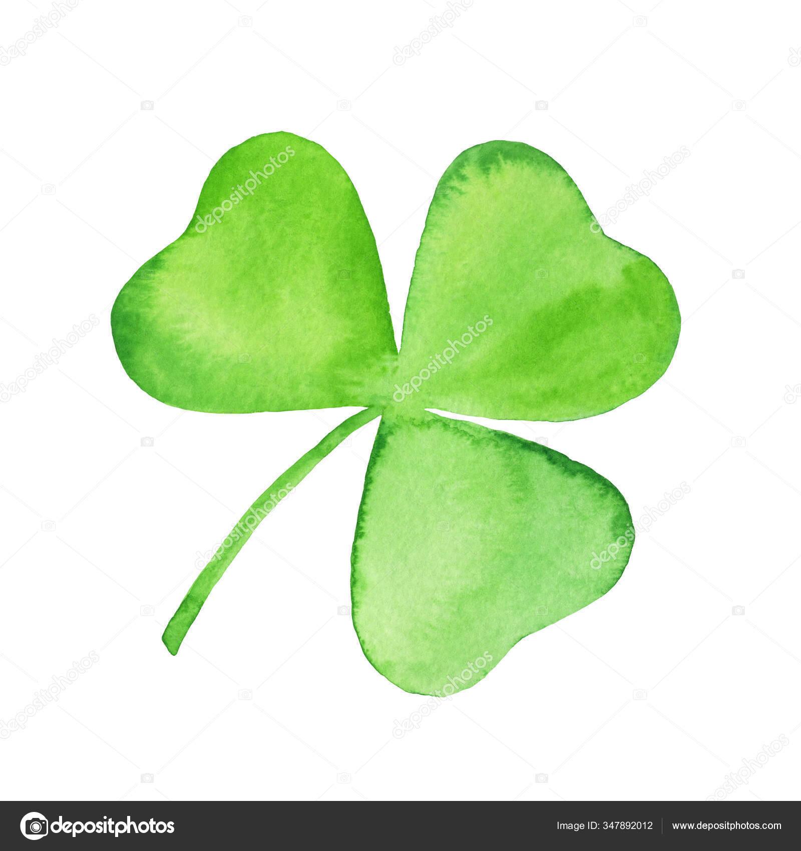 Fresh Green Watercolor Shamrock Hand Drawn Clover Illustration White Background Stock Photo By ©Innagiliarova 347892012