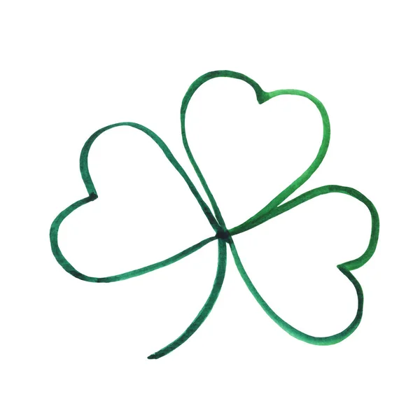 Emerald Shamrock Tekening Handgetekende Klaverillustratie Een Witte Achtergrond Geïsoleerd Decoratief — Stockfoto