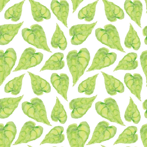 Padrão Sem Costura Com Aquarela Tropical Folhas Verdes Ilustração Brilhante — Fotografia de Stock