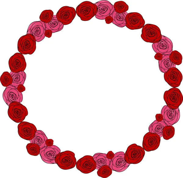 Marco Rosas Rojas Rojas Rosas Marco Redondo Floral Wreath — Foto de Stock