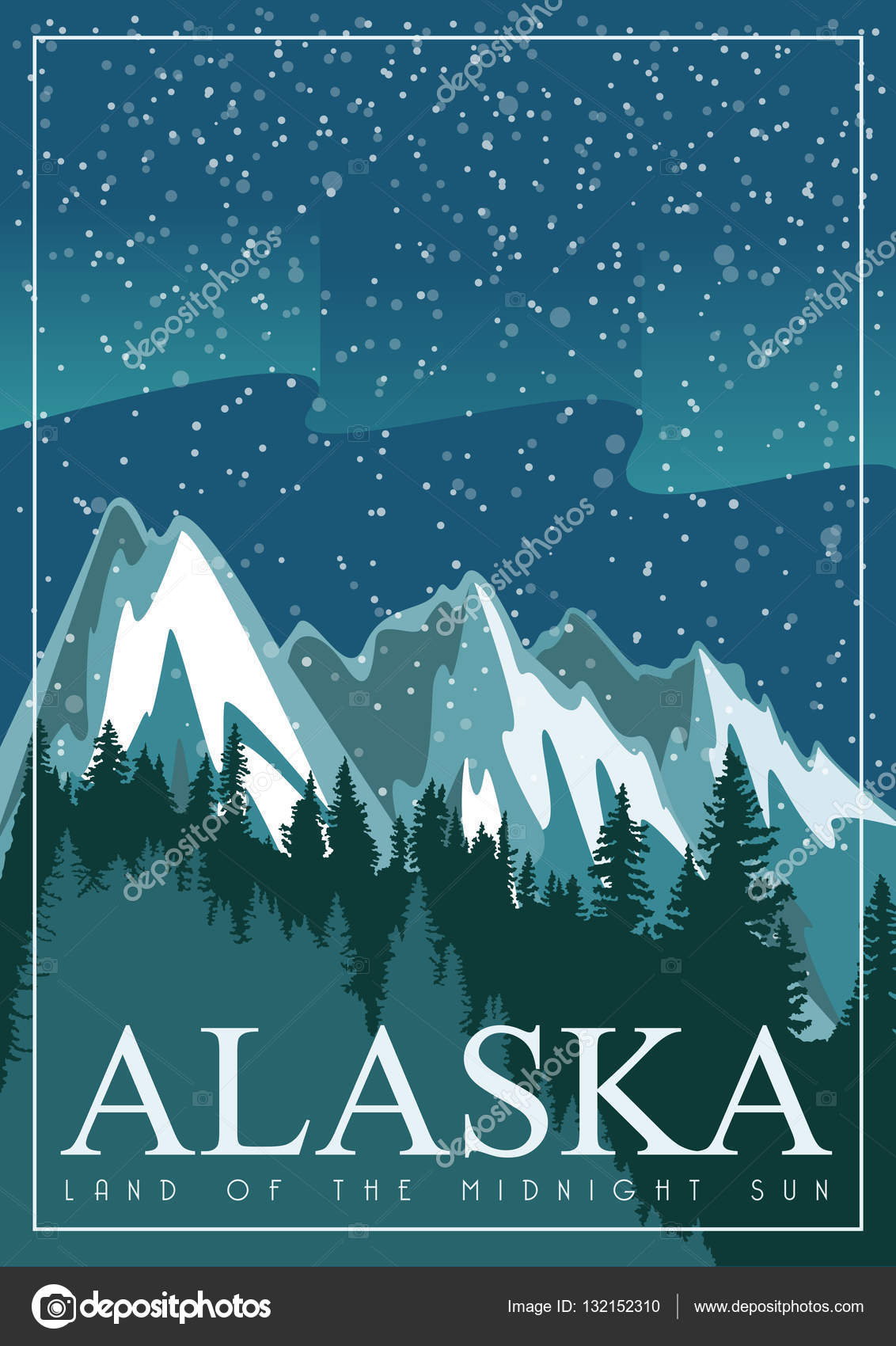 Alaska vector poster in american style. USA. United States of America ...