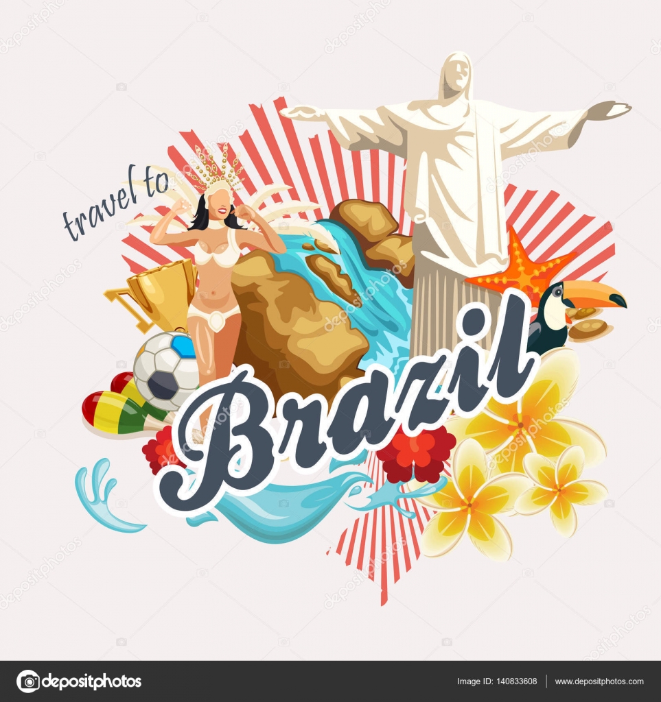 Vector travel rio de janeiro Vector travel poster of Brazil with colorful modern design